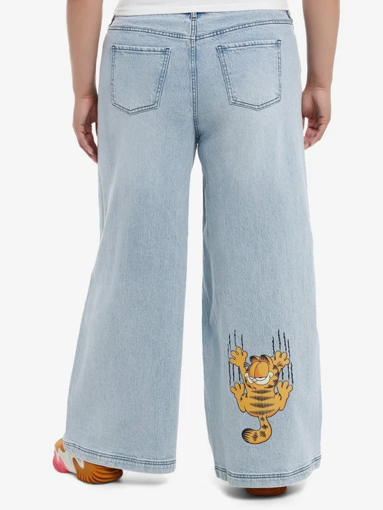 🆕️ Garfield Poses Light Wash Denim Jeans Womens Size 20 -Hot Topic- wide leg - Picture 9 of 9